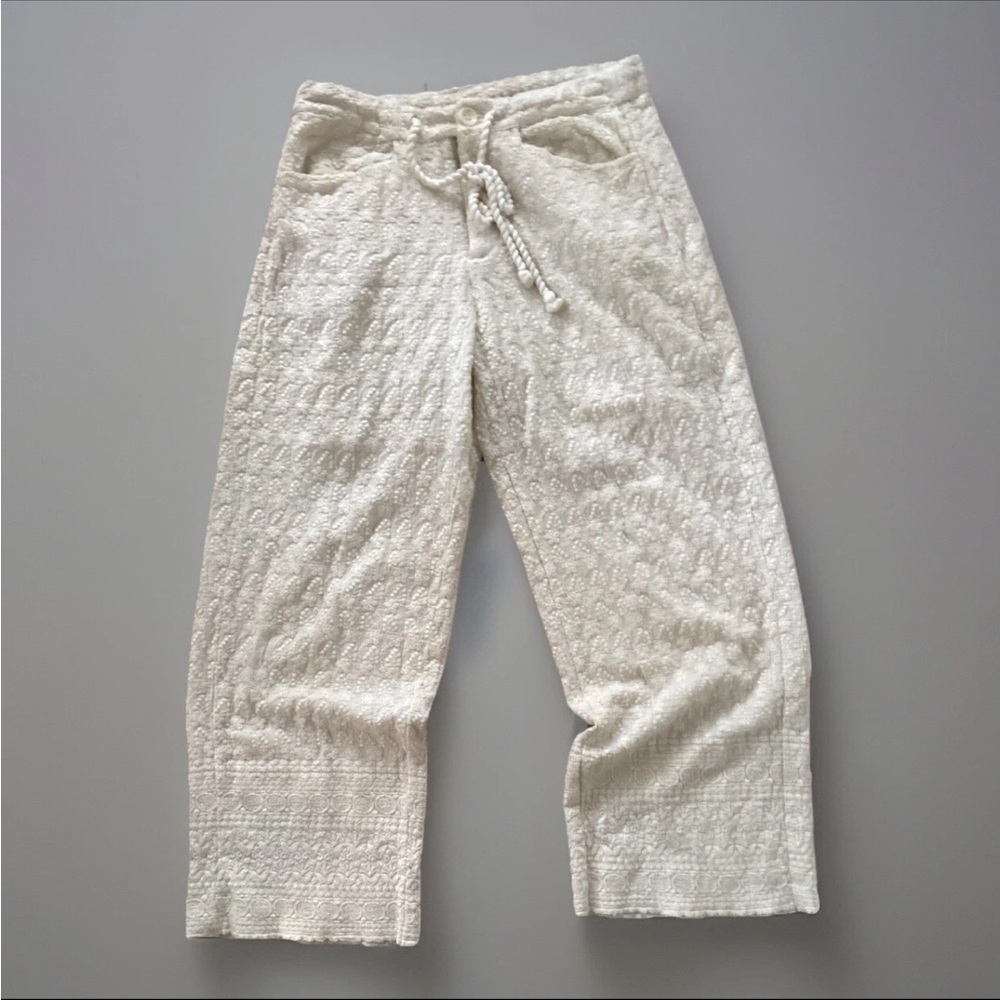Sundance Solstice Culottes 100% Cotton High Waist Wide Leg Pants Embroidered 6